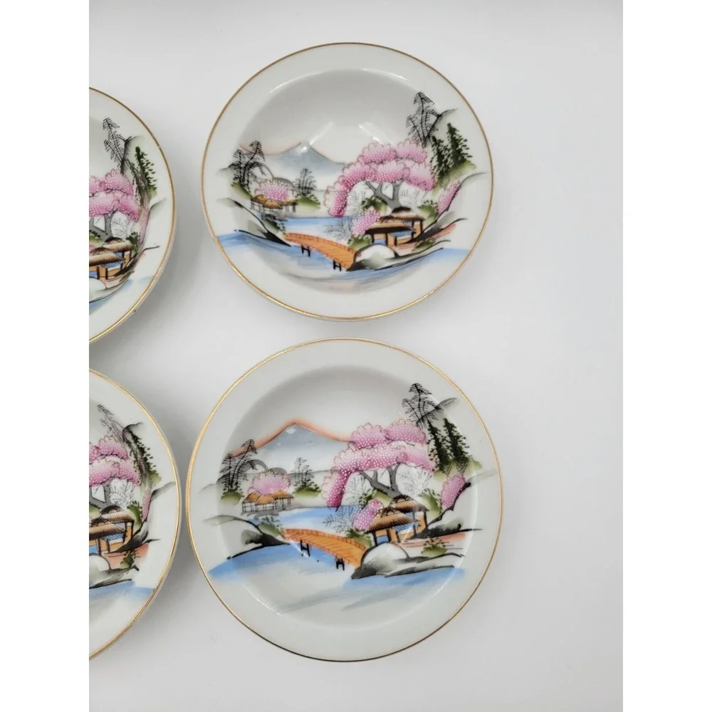 Set of 5 Vintage‎ NS Kutani Japan KUT21 berry dessert Bowls pink beaded textured